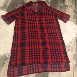Cherish Navy and red plaid dress size small